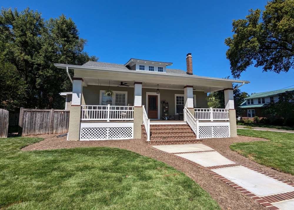 Elden Street front porch, columns, and walkway renovations complete.