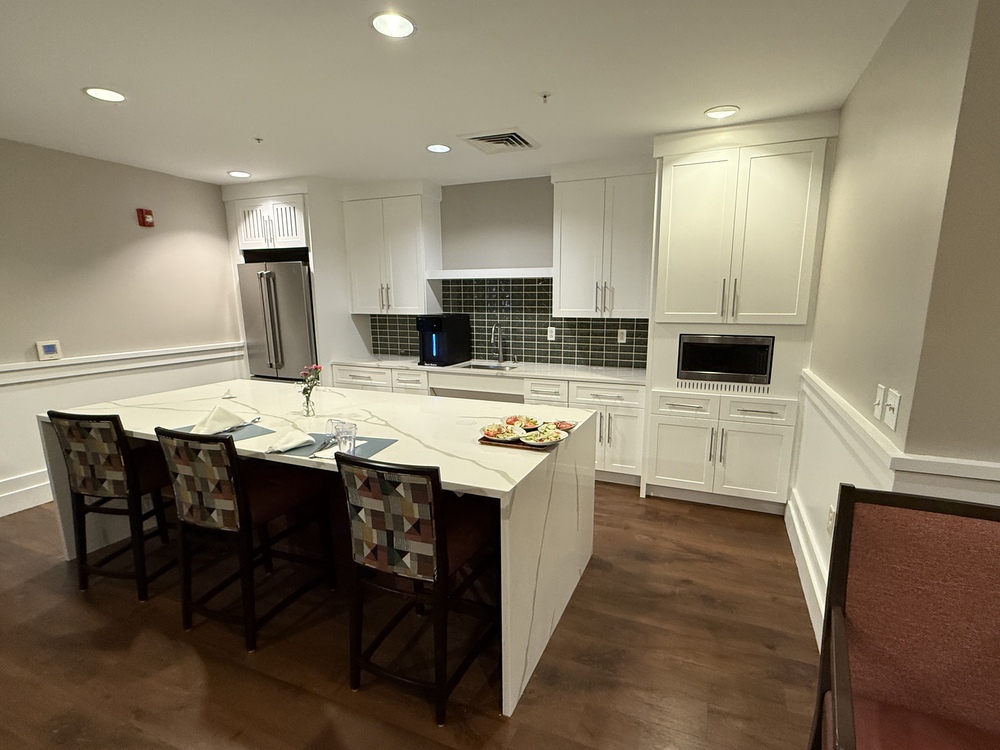 Brightview West End Wellspring Village Kitchen after millwork, cabinetry, and flooring
