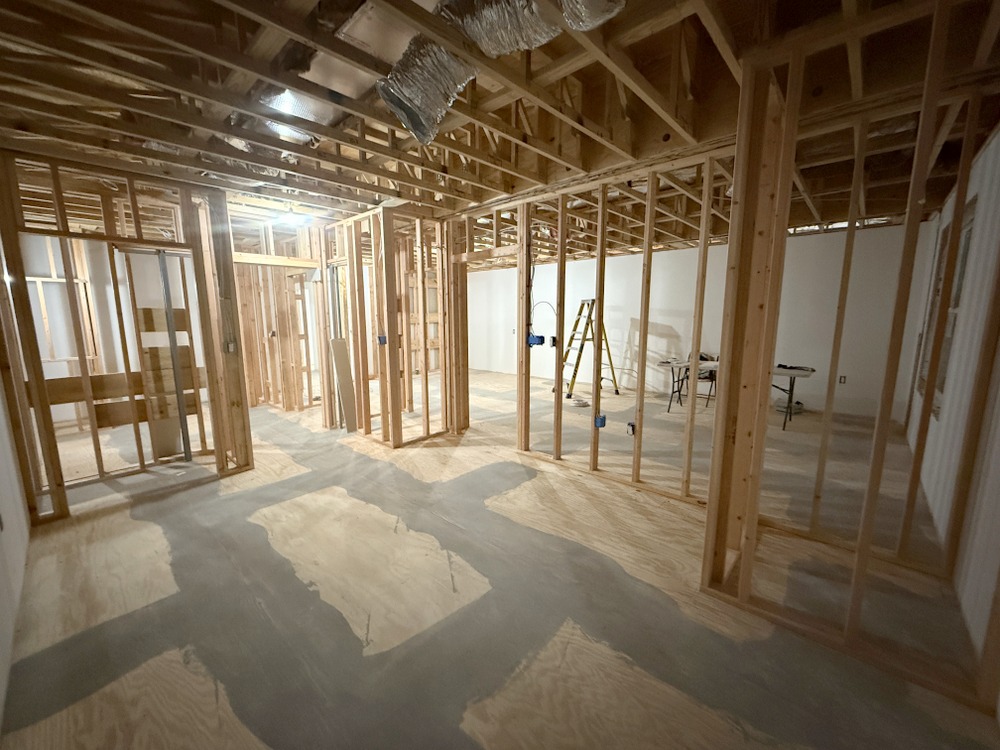 demolition and interior framing/electrical rough-ins for sales trailer