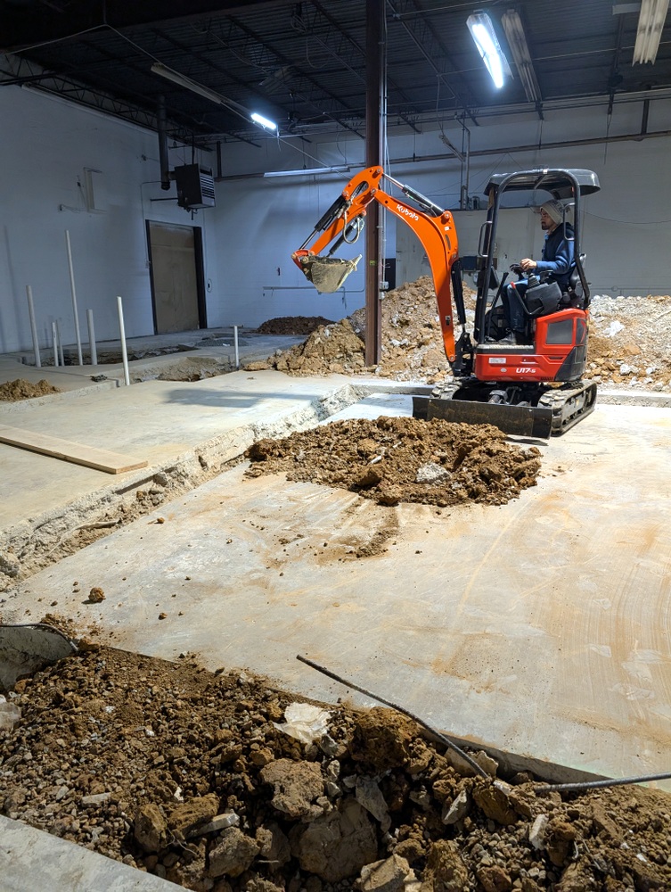 groundworks for Detail Authority include digging trenches for plumbing and oil interceptor